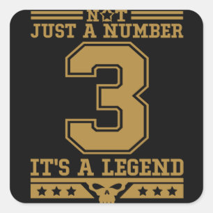 No. 3 is Legendary Number Square Sticker