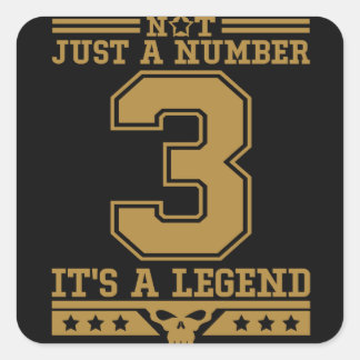 No. 3 is Legendary Number Square Sticker