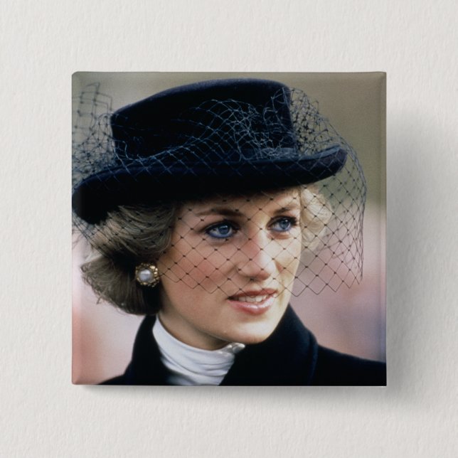 No.44 Princess Diana France 1988 2 Inch Square Button (Front)