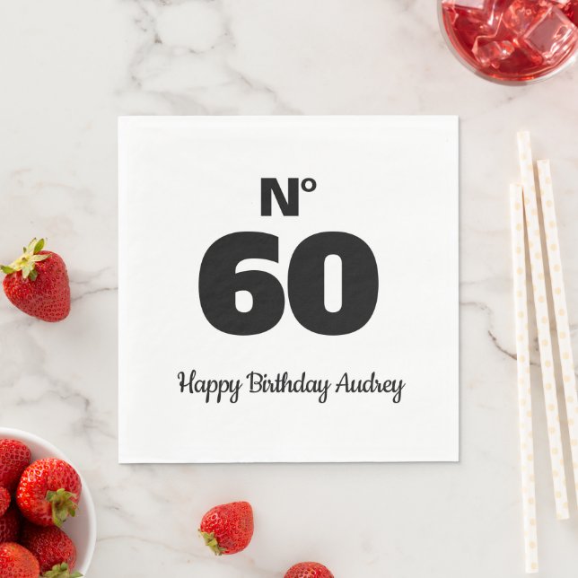 No 60 or Any Age Personalized Birthday Napkin (Insitu)