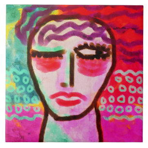 No Abstract Digital Painting of a Woman Tile