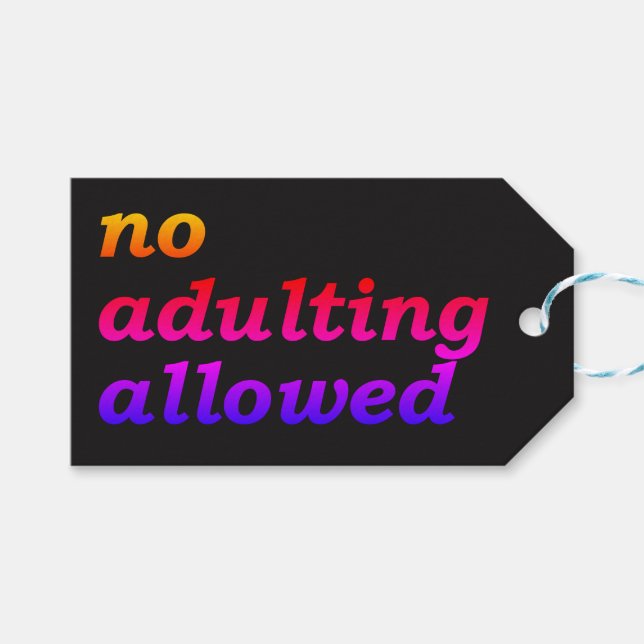No Adulting Allowed Gift Tag (Black) (Front (Horizontal))