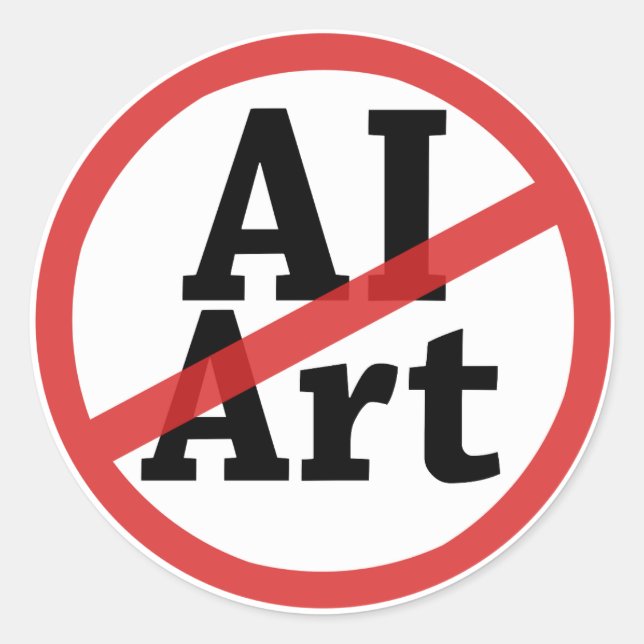 No AI Art Classic Round Sticker (Front)