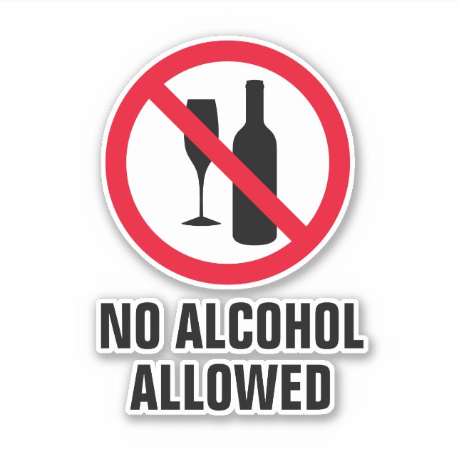 No alcohol allowed wine glass & bottle silhouette (Front)