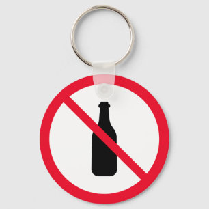 No Alcohol Forbidden Sign Metal Circle Keychain
