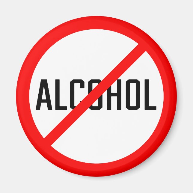 No Alcohol Red Prohibition Sign | Magnet (Front)