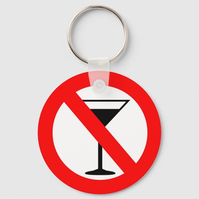 No Alcohol Sign Keychain (Front)
