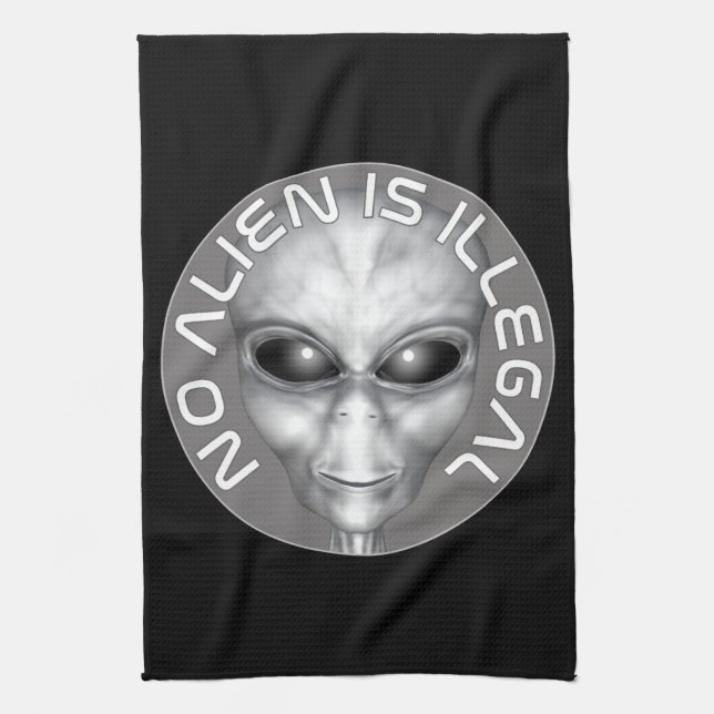 No Alien Is Illegal Kitchen Towel (Vertical)