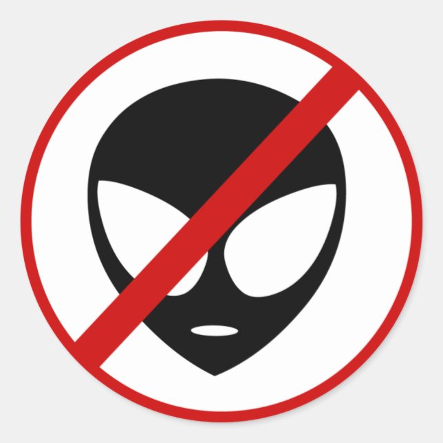 no-aliens classic round sticker (Front)