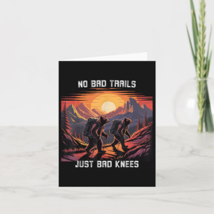 No Bad Trails Just Bad Knees Retro Hiking Bears Fu Card