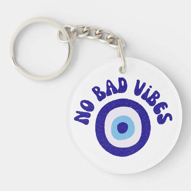 No Bad Vibes Evil Eye - Protection Amulet Keychain (Front)