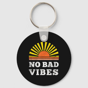 No Bad Vibes Retro Summer Sunset Think Positive We Keychain