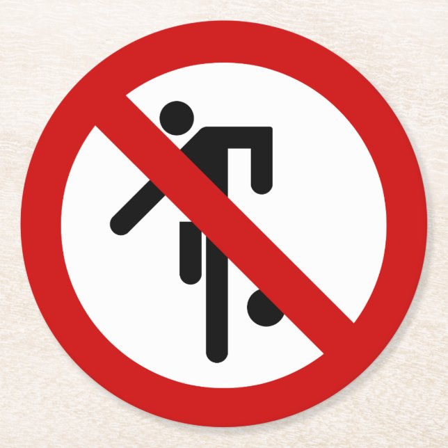 NO Ball Games ⚠ Thai Park Sign ⚠ Round Paper Coaster (Front)