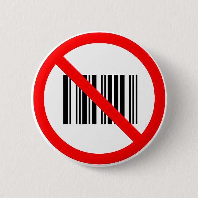 No barcodes 2 inch round button (Front)