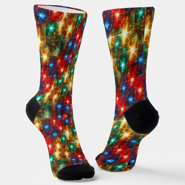 No Batteries Required Christmas Lights Socks (Angled)