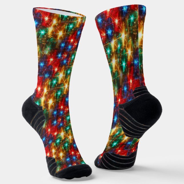 No Batteries Required Christmas Lights Socks (Angled)