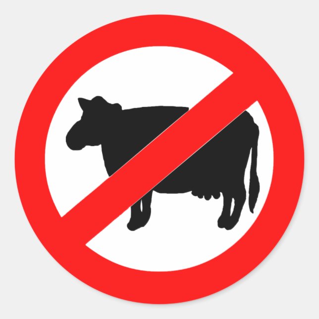 No Beef Sign Classic Round Sticker (Front)