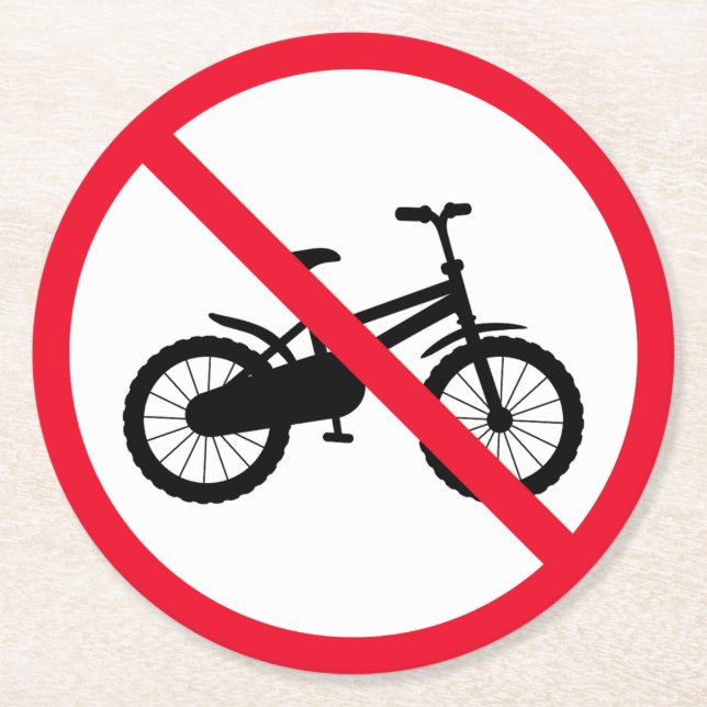 No Bicycle Prohibited Sign | Custom Round Coasters (Front)