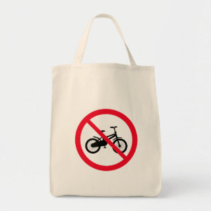 No Bicycle Prohibited Sign   Grocery Tote Bag