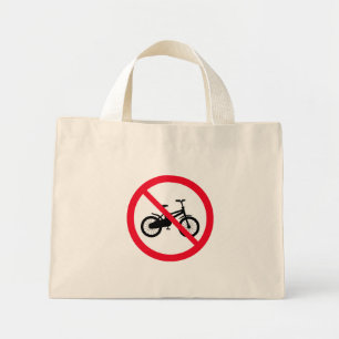 No Bicycle Prohibited Sign Tiny Tote Bag