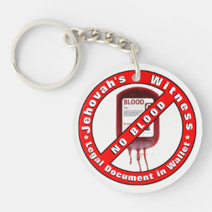 NO BLOOD ~ Emergency Info. on Back Keychain