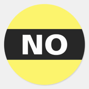 No Bold Simple Clear Black and White  Classic Round Sticker