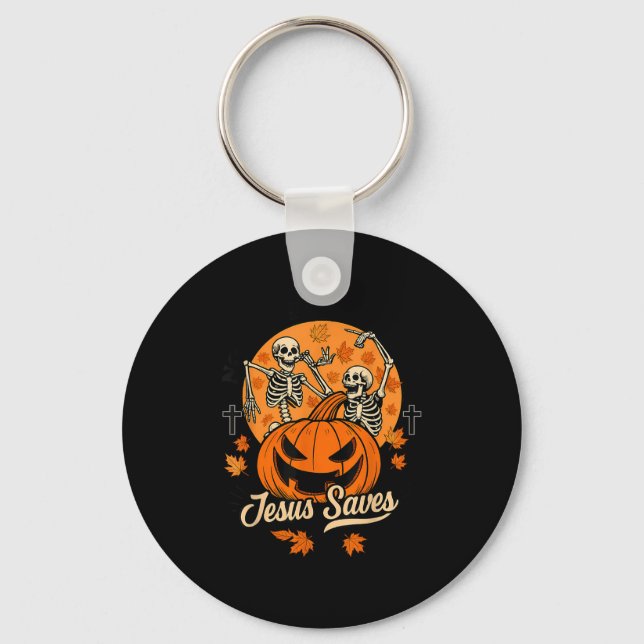No Bones About It Jesus Saves Christian Halloween  Keychain (Front)