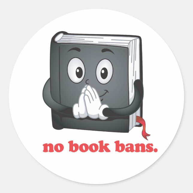 No Book Bans Please Classic Round Sticker (Front)
