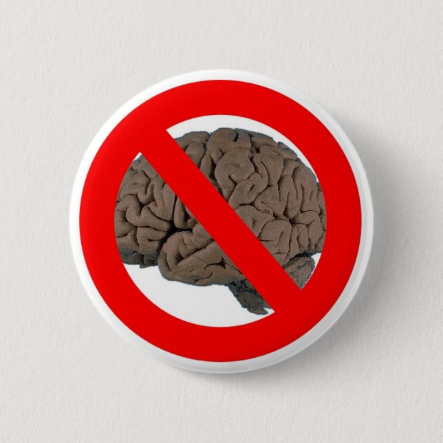 No Brain 2 Inch Round Button (Front)