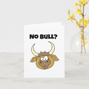 No Bull Funny Brown Cartoon Cow Head Art Card