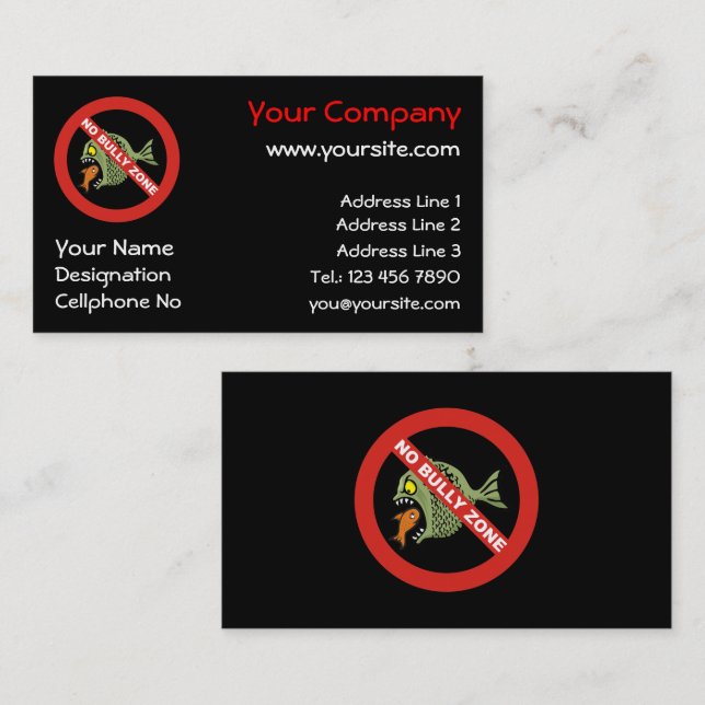 No Bully Zone Business Card (Front/Back)