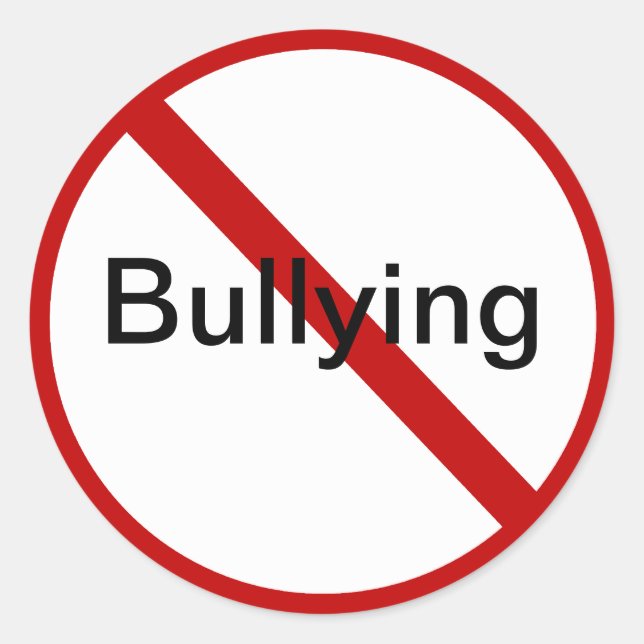 No Bullying Classic Round Sticker (Front)