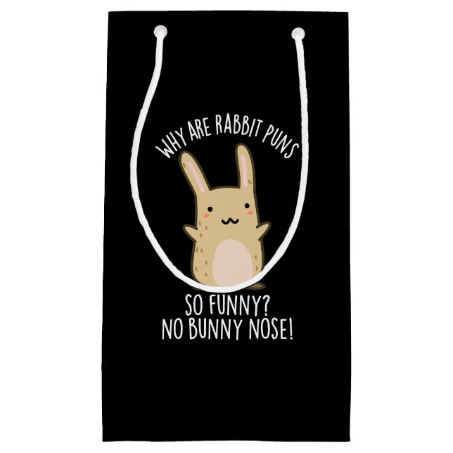 No Bunny Nose Funny Rabbit Puns Dark BG Small Gift Bag (Front)