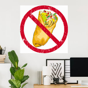 No Burritos Allowed Sign Humourous Food Ban 