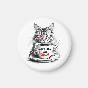 No Caffeine No Mercy Cat Coffee Lover  Magnet