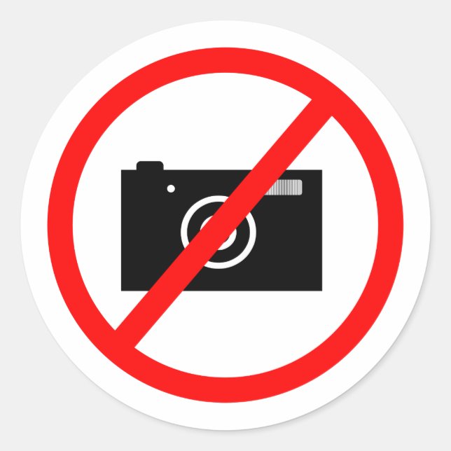No Cameras Allowed, no pictures, don't take photos Classic Round Sticker (Front)