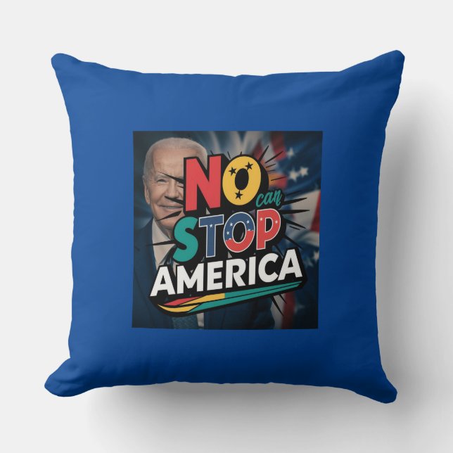 No Can Stop America Pillow - Patriotic Home Décor (Front)