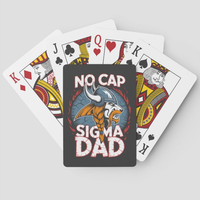 No Cap Sigma Dad Viking Graphic Tee for Fathers Playing Cards (Back)