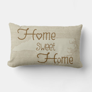 No Carolina - Home Sweet Home burlap-look w/name Lumbar Pillow