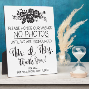 No Cell Phone Photos Mariage Ceremony Plaque
