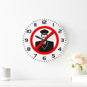 No Chauffeur Allowed Symbol Funny Warning Large Clock