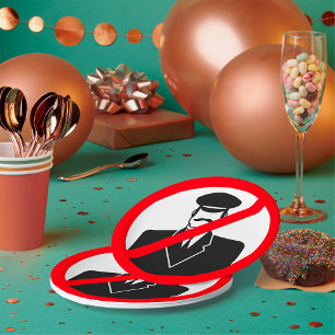 No Chauffeur Allowed Symbol Funny Warning Paper Plate