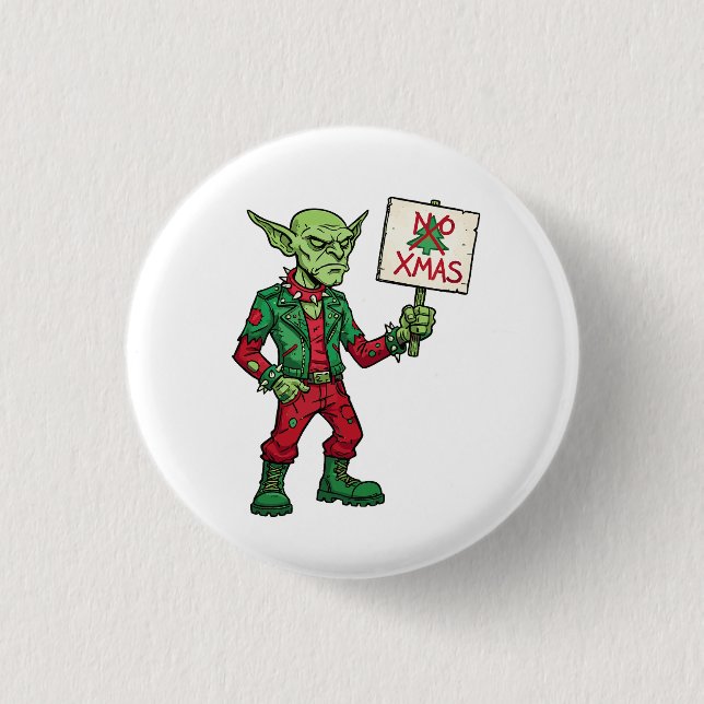 No Christmas – Rebel Alien Style 1 Inch Round Button (Front)