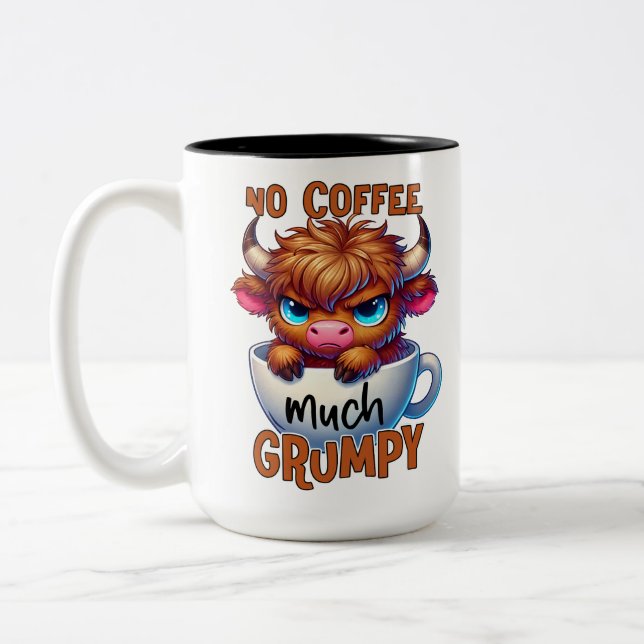 No Coffee Much Grumpy  Two-Tone Coffee Mug (Left)