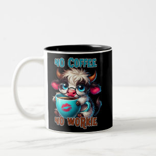 No Coffee No Workie Two-Tone Coffee Mug