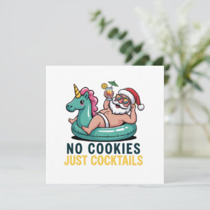 No Cookies Just Cocktails Santa Summer Christmas Holiday Card