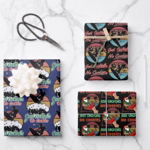 No Cookies Just Cocktails Vintage Retro Surfer Wrapping Paper Sheet