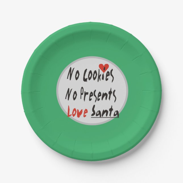 No Cookies, No Presents Paper Plate (Front)