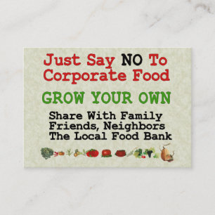 No Corporate Food Business Card