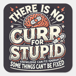 no cure for stupid square sticker